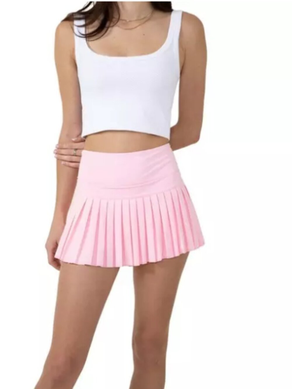 Gold Hinge Women's Pleated Tennis Mini Skirt - Baby Pink XS